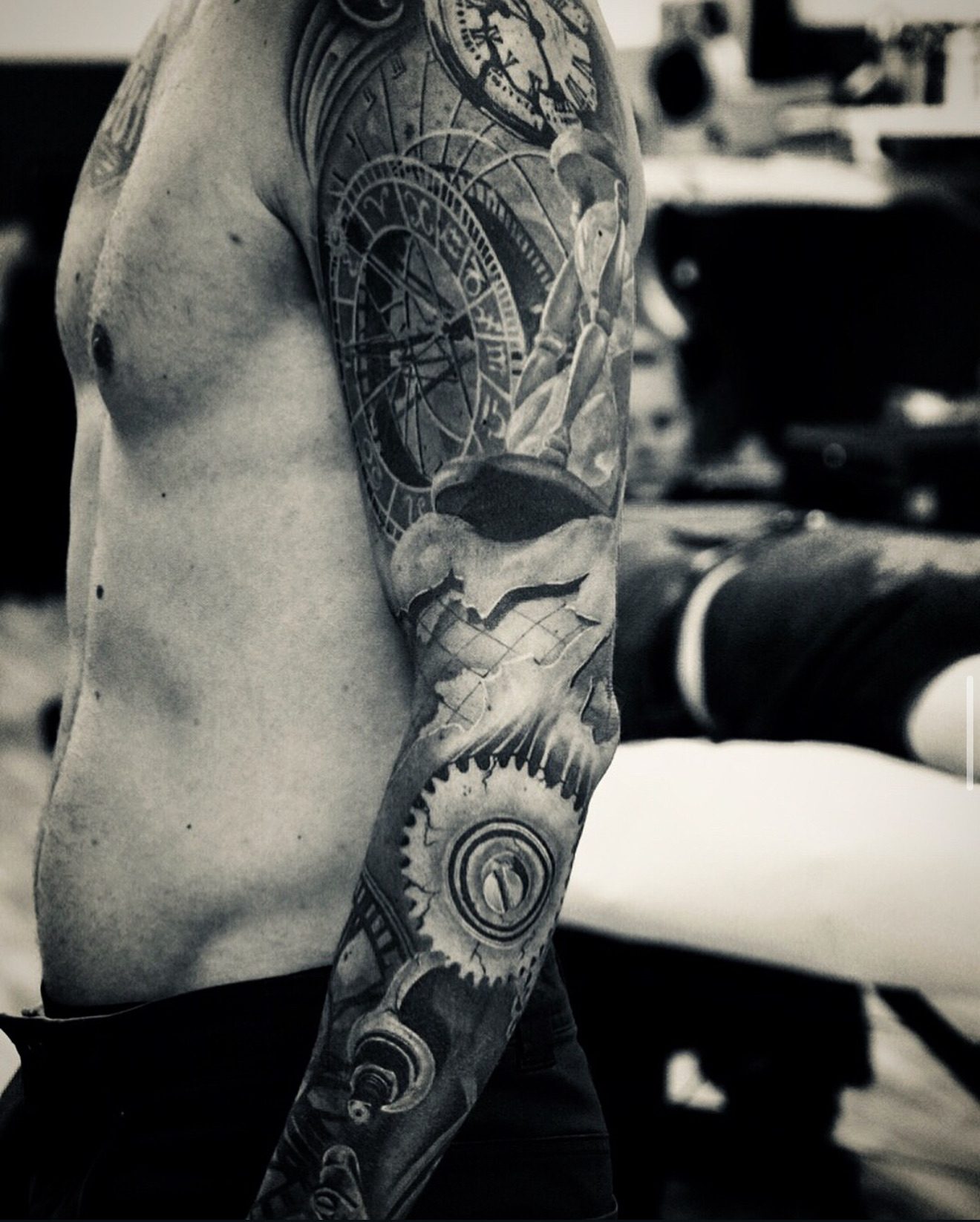 Geometric Sleeve tattoo by Ebb and Flow