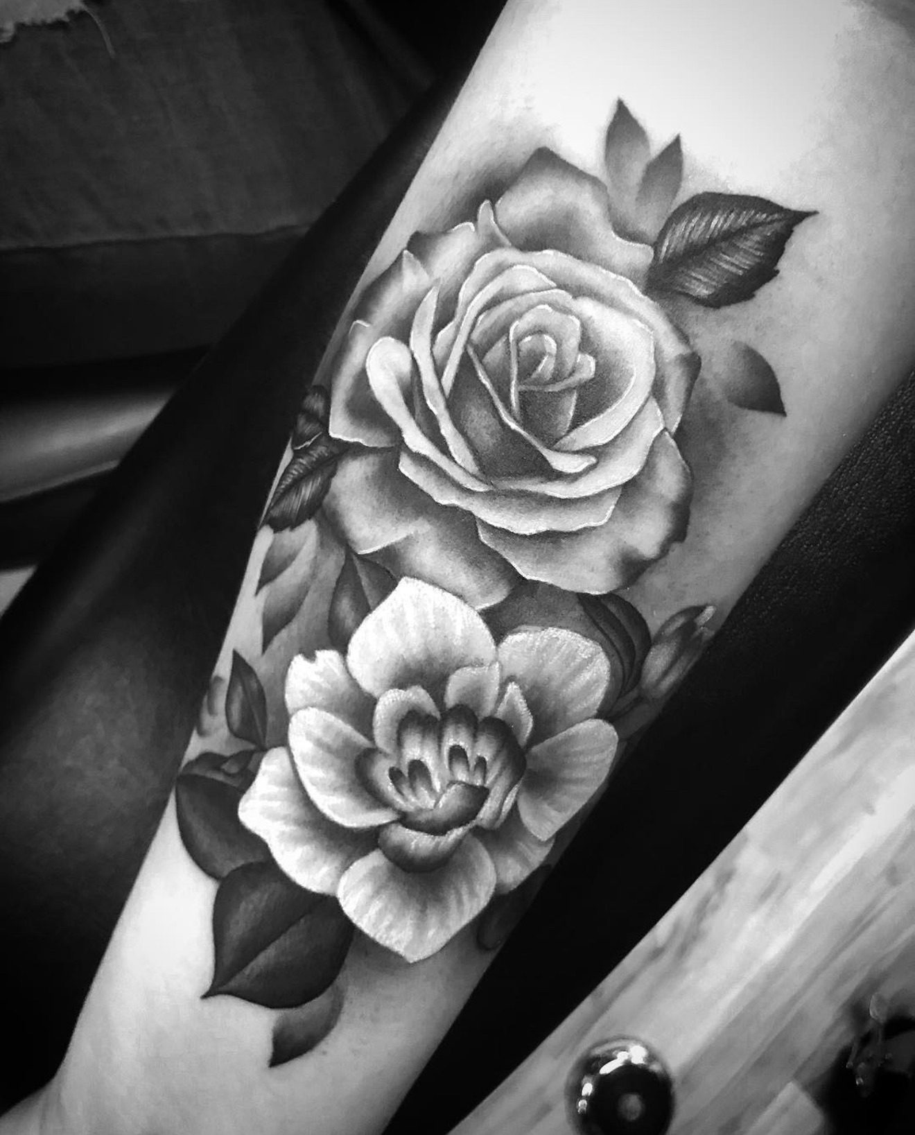 Black & Grey Rose tattoo by Ebb and Flow