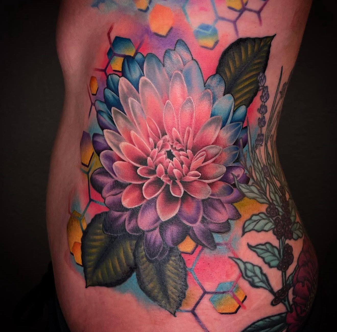 Color Floral tattoo by Ebb and Flow