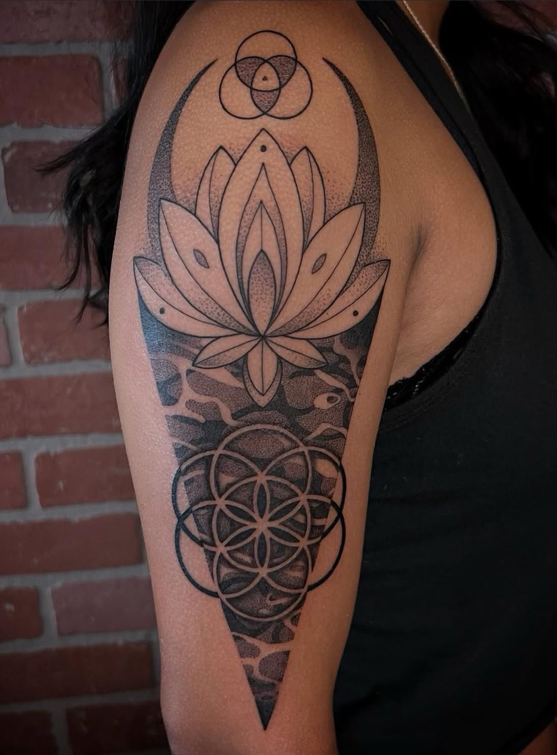 Lotus & Geometry tattoo by Ebb and Flow