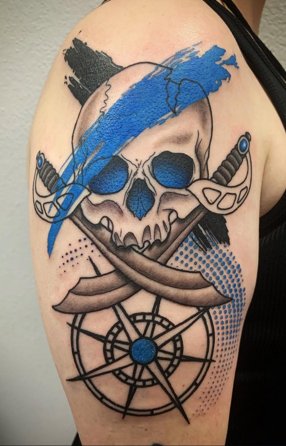 Skull & Feather tattoo by Ebb and Flow