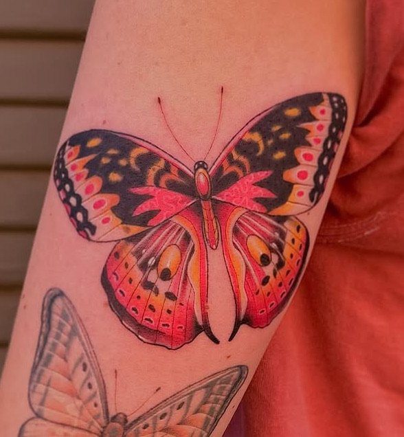 Color Butterflies tattoo by Lexi at Ebb and Flow