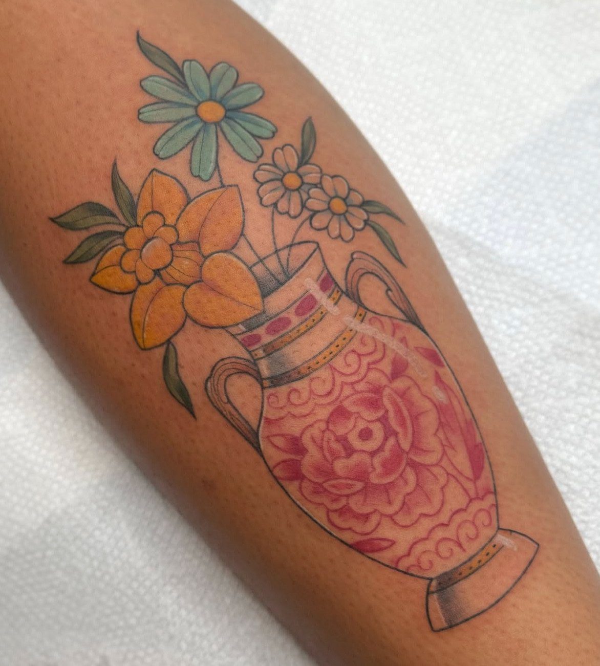 Floral Vase tattoo by Lexi at Ebb and Flow