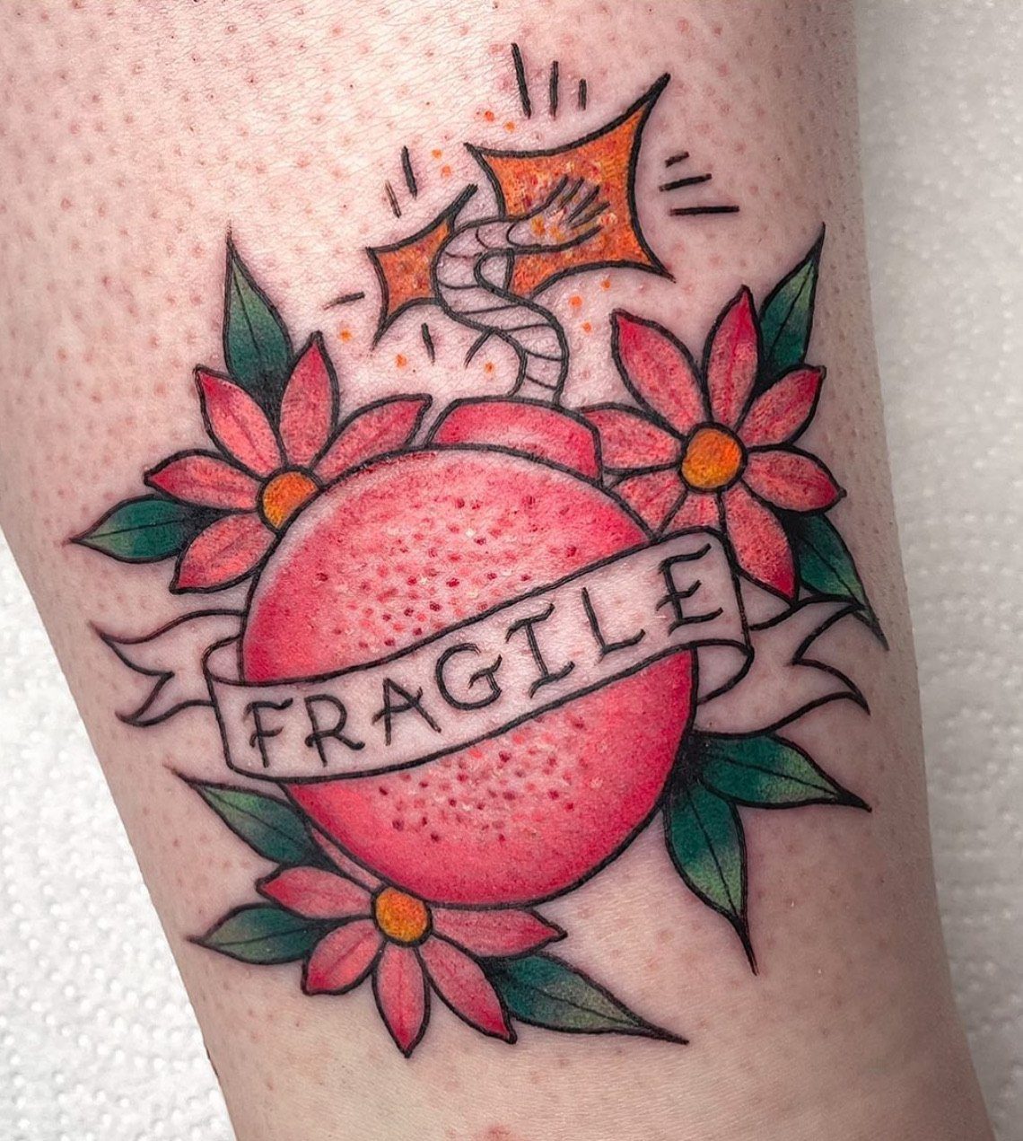 Traditional Heart tattoo by Lexi at Ebb and Flow