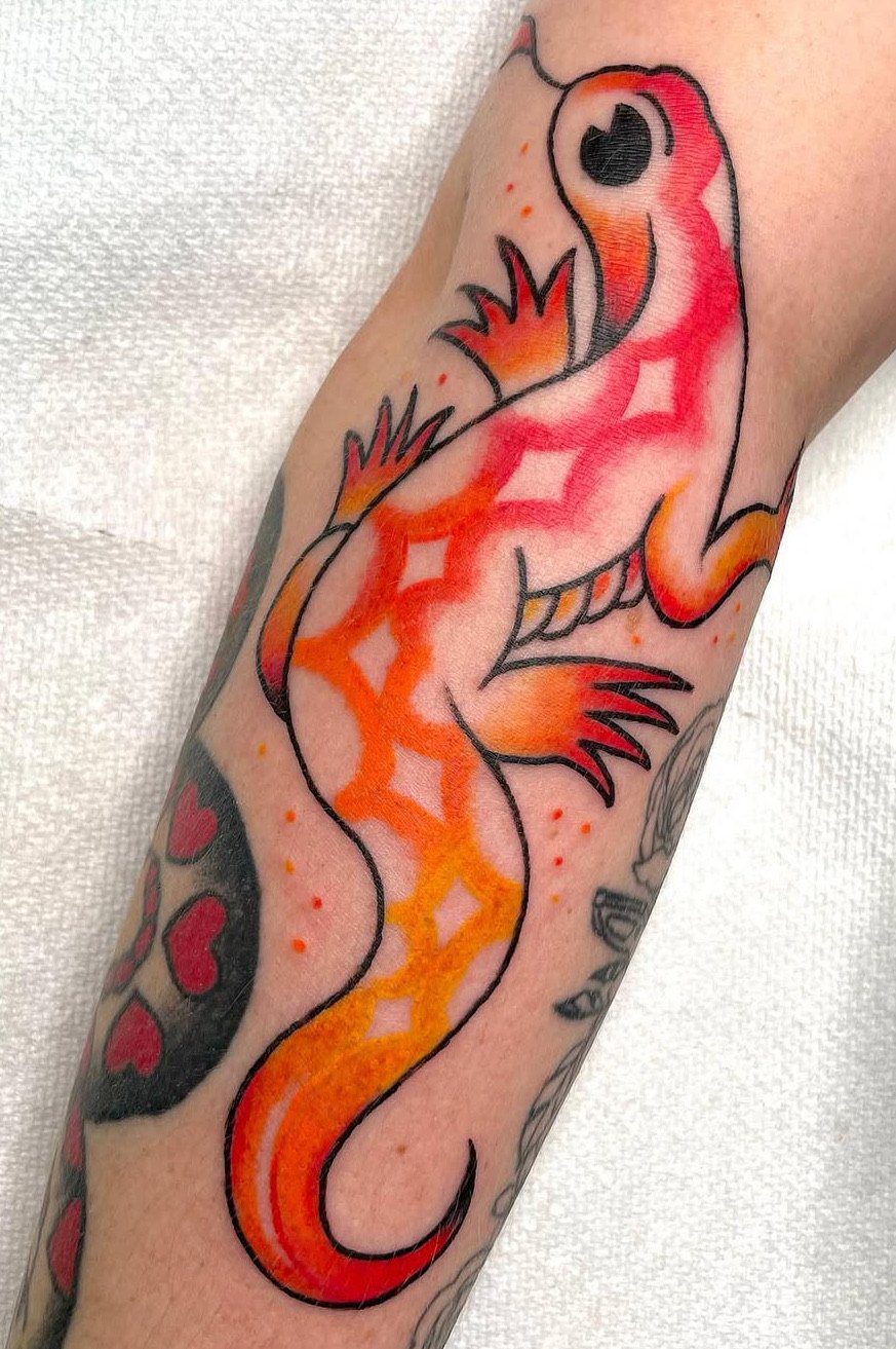 Salamander tattoo by Lexi at Ebb and Flow